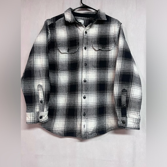 Men's Black & White Plaid Flannel Shirt - Long Sleeve Button Down Size Large - Picture 3 of 3
